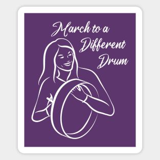March to a Different Drum - Woman With Bodhran - white Magnet